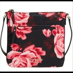 Kate Spade Floral Crossbody Bag - Black and Pink
